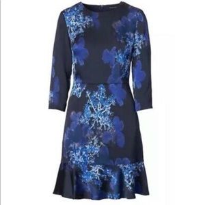 EUC Banana Republic Floral Print Long Sleeve Ruffle Hem Dress
